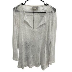 J. Valdi Womens Sheer White Pullover Swim Cover-Up Top Size Medium